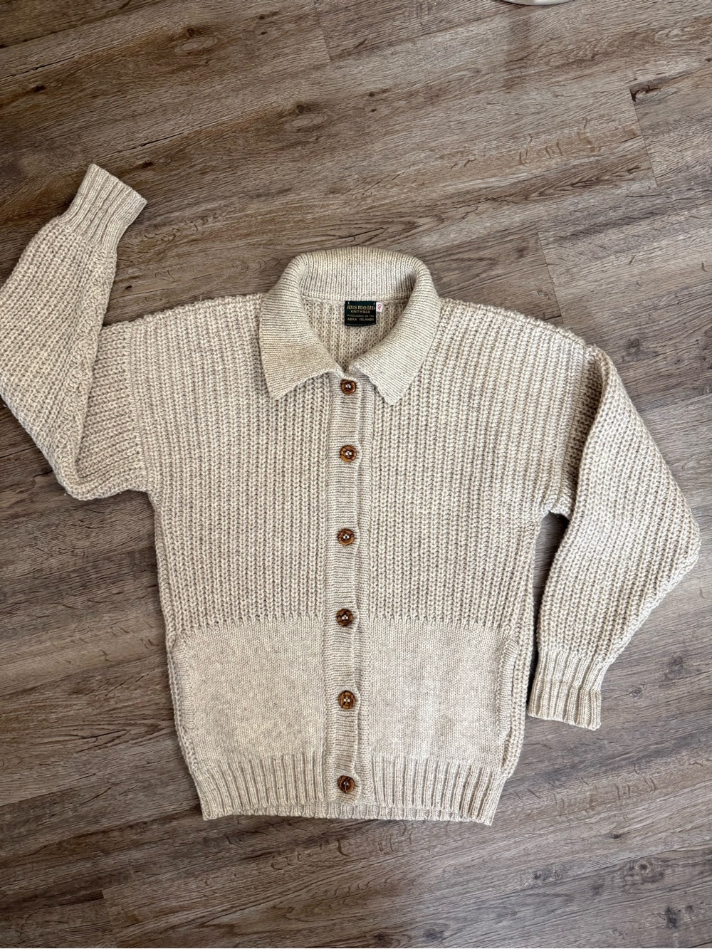 Vintage Inis Meáin Aran Islands Irish Knit Cardigan Size 40 Handloomed Ireland